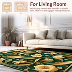 Elegant Golden Floral Swirls Rug