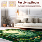 Lush Green Forest Path Design Rug