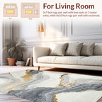 Ethereal White Gold Stone Pattern Rug