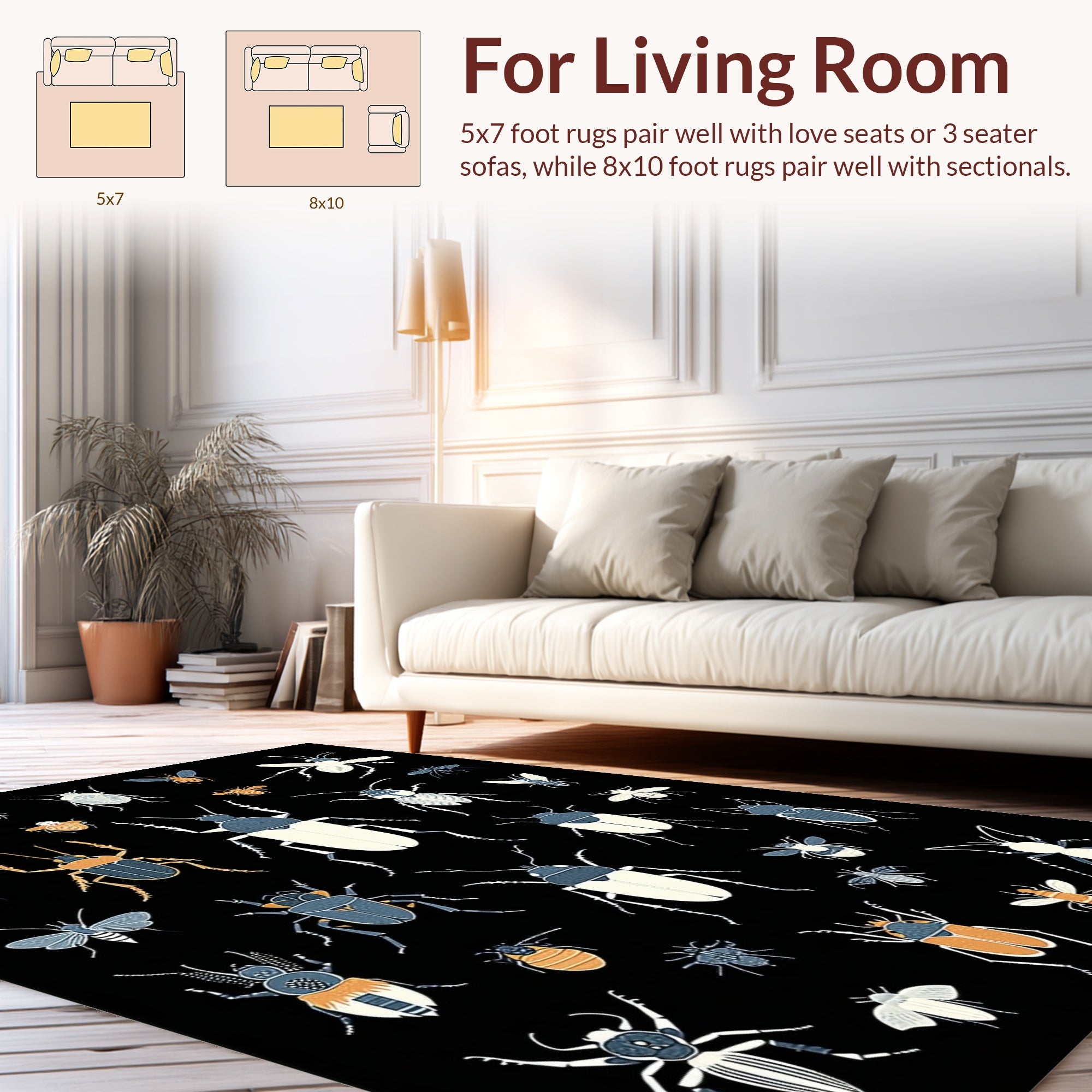 Insect Collection Pattern Rug