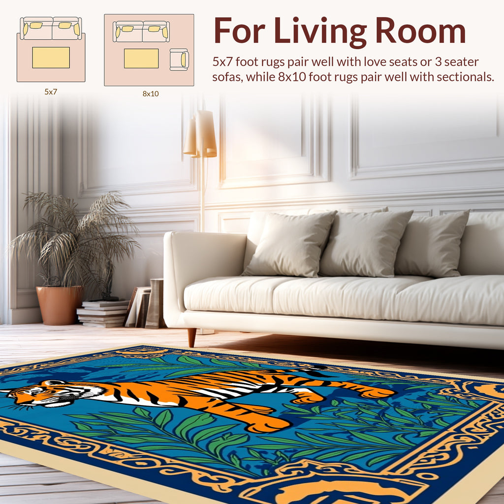 Tiger Jungle Regal Border Design Rug