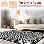 Abstract Organic Black White Pattern Rug