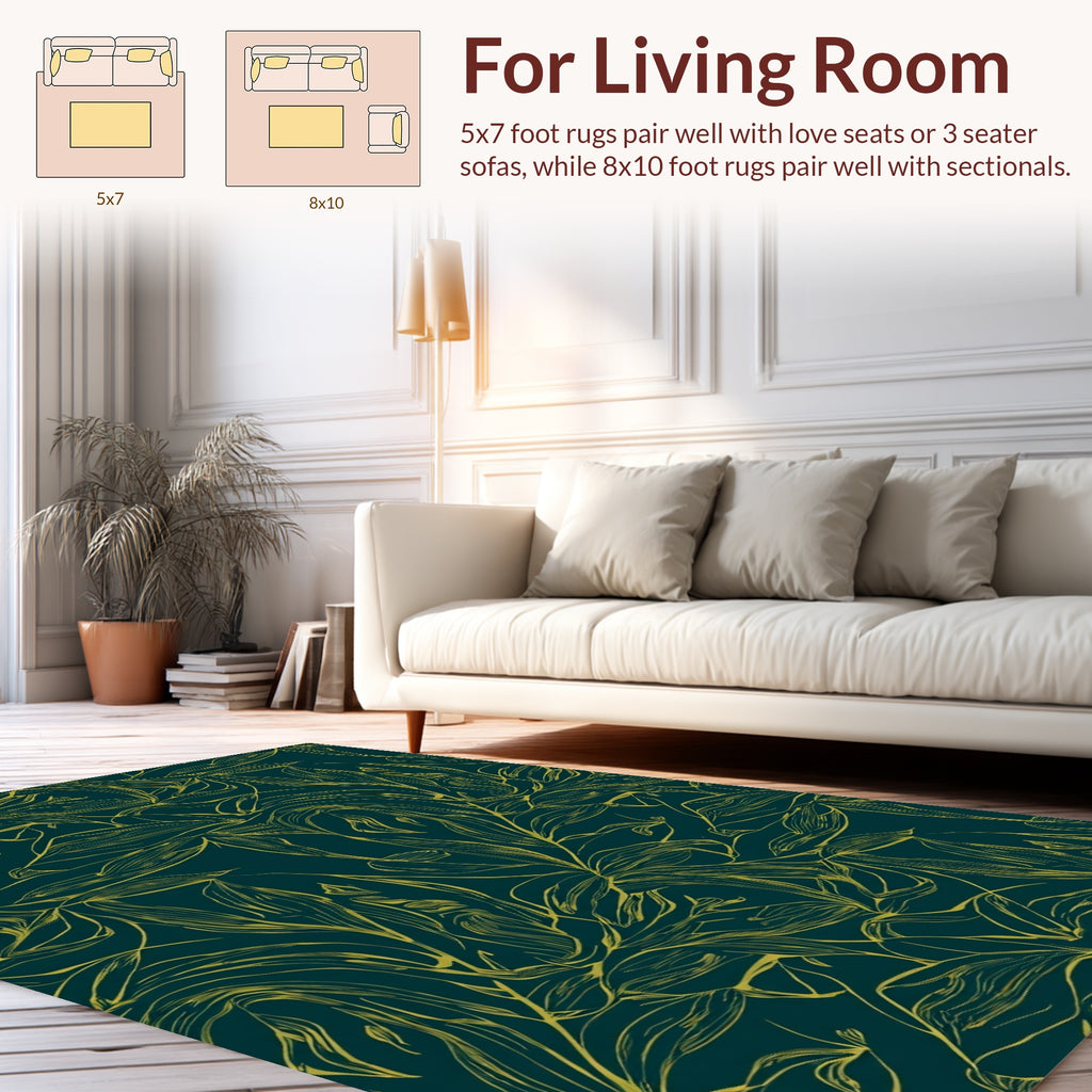 Exotic Leaf Pattern Outline Rug