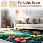 Tropical Rainforest Vibrant Floral Scenic Rug