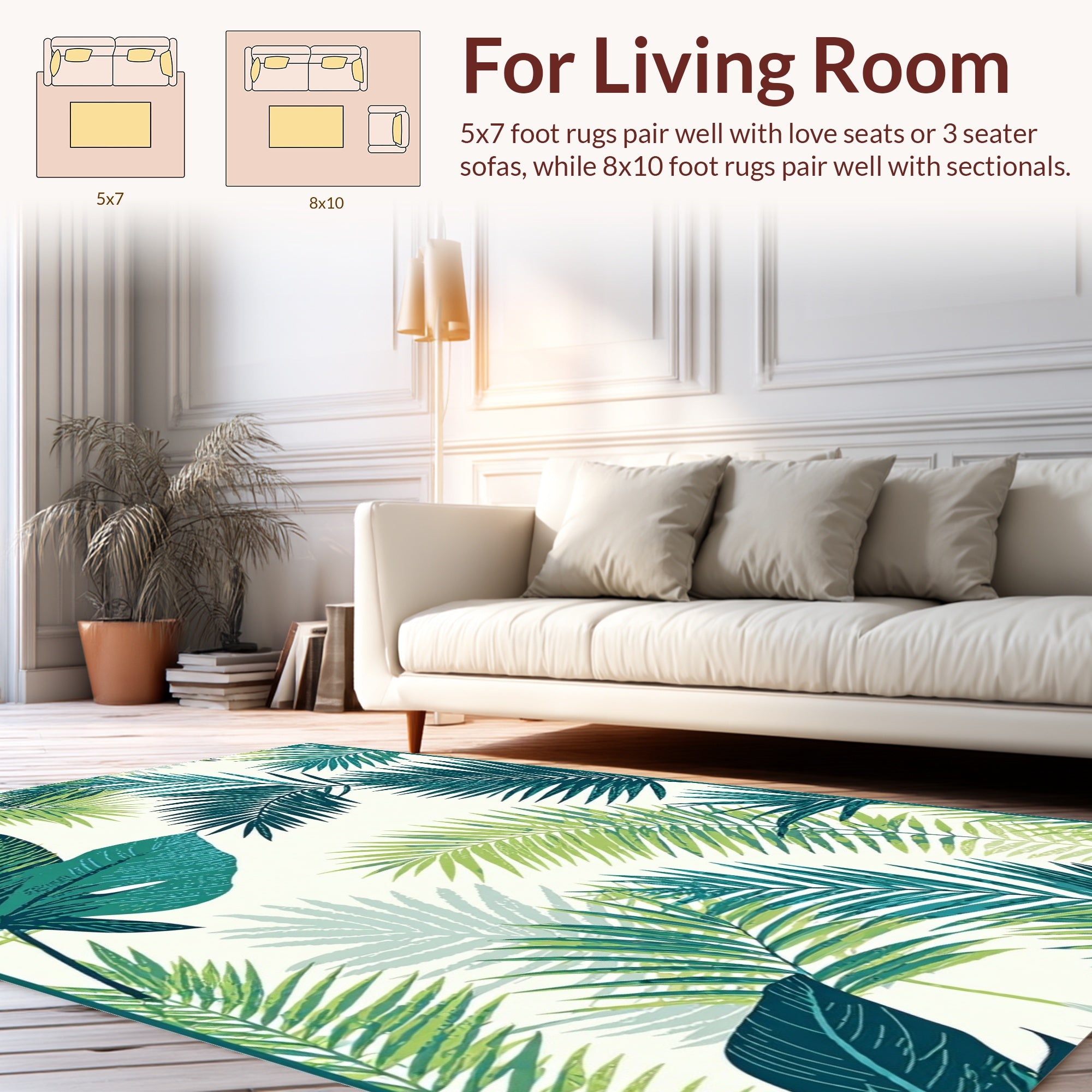 Exotic Leaf Patterned Tropical Rug