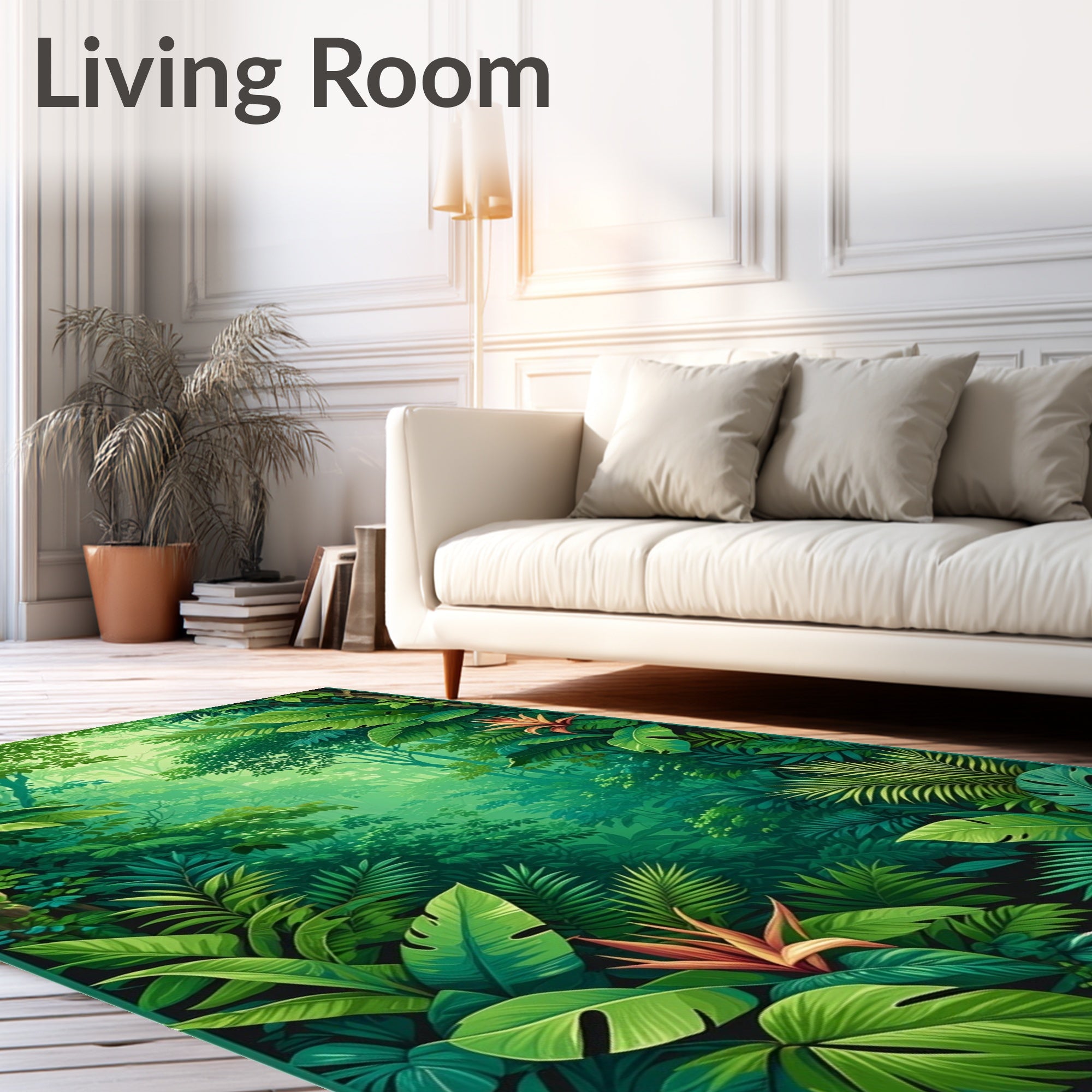 Lush Jungle Leaf Floral Pattern Rug