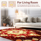 Crimson Gold Intricate Mandala Rug
