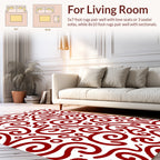 Whimsical Red Swirls Abstract Pattern Rug