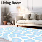 Soft Blue Abstract Organic Shapes Rug