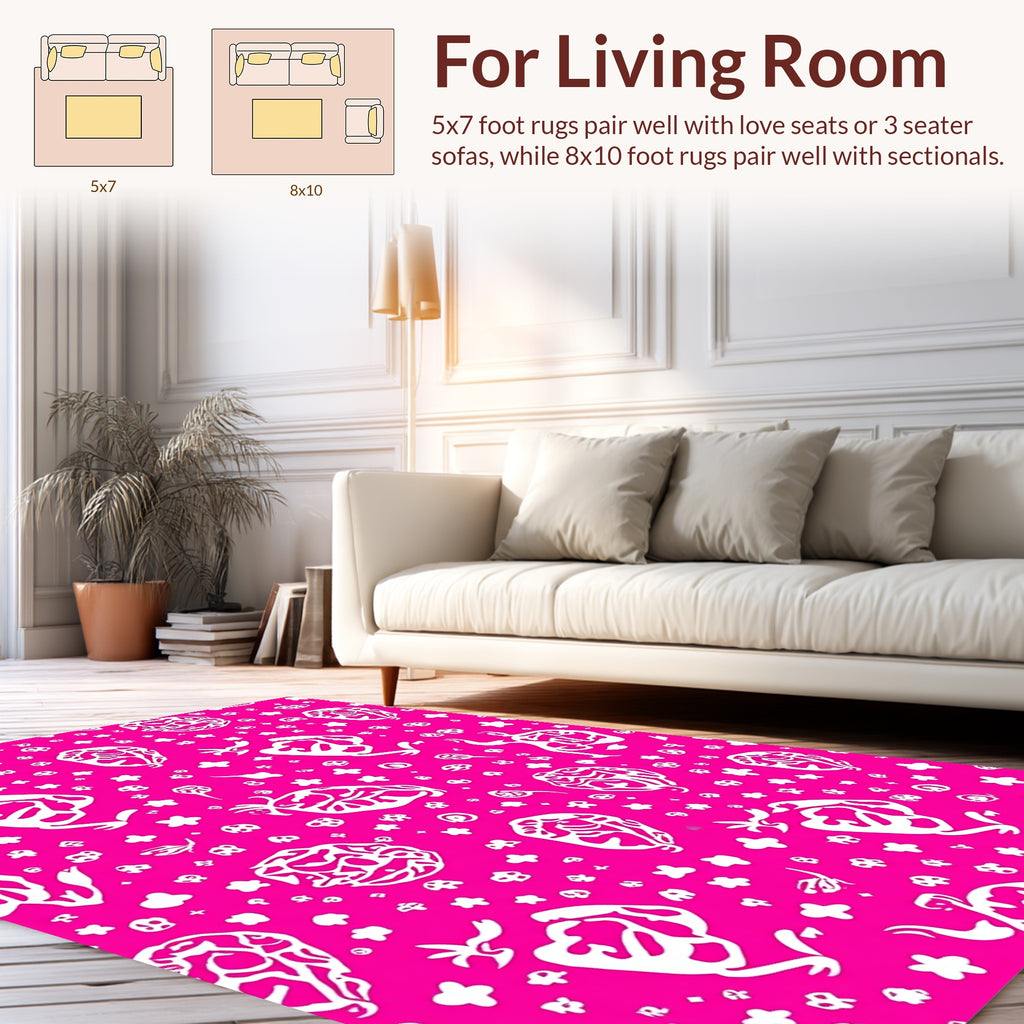 Abstract Figure Pink White Pattern Rug