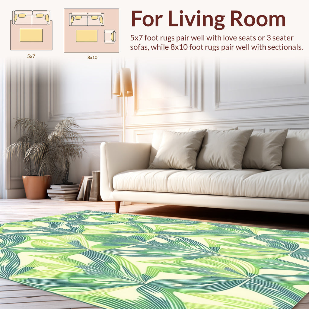 Stylized Green And Blue Art Nouveau Floral Rug