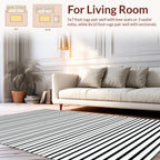 Bold Black White Striped Pattern Rug