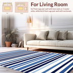 Classic Blue Horizontal Stripe Pattern Rug