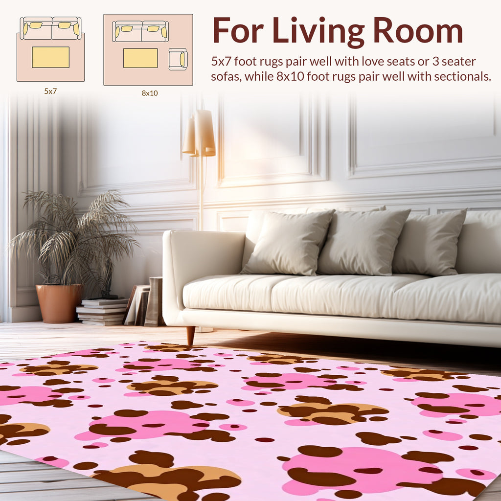 Playful Pink Brown Spots Design Rug
