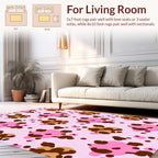 Playful Pink Brown Spots Design Rug