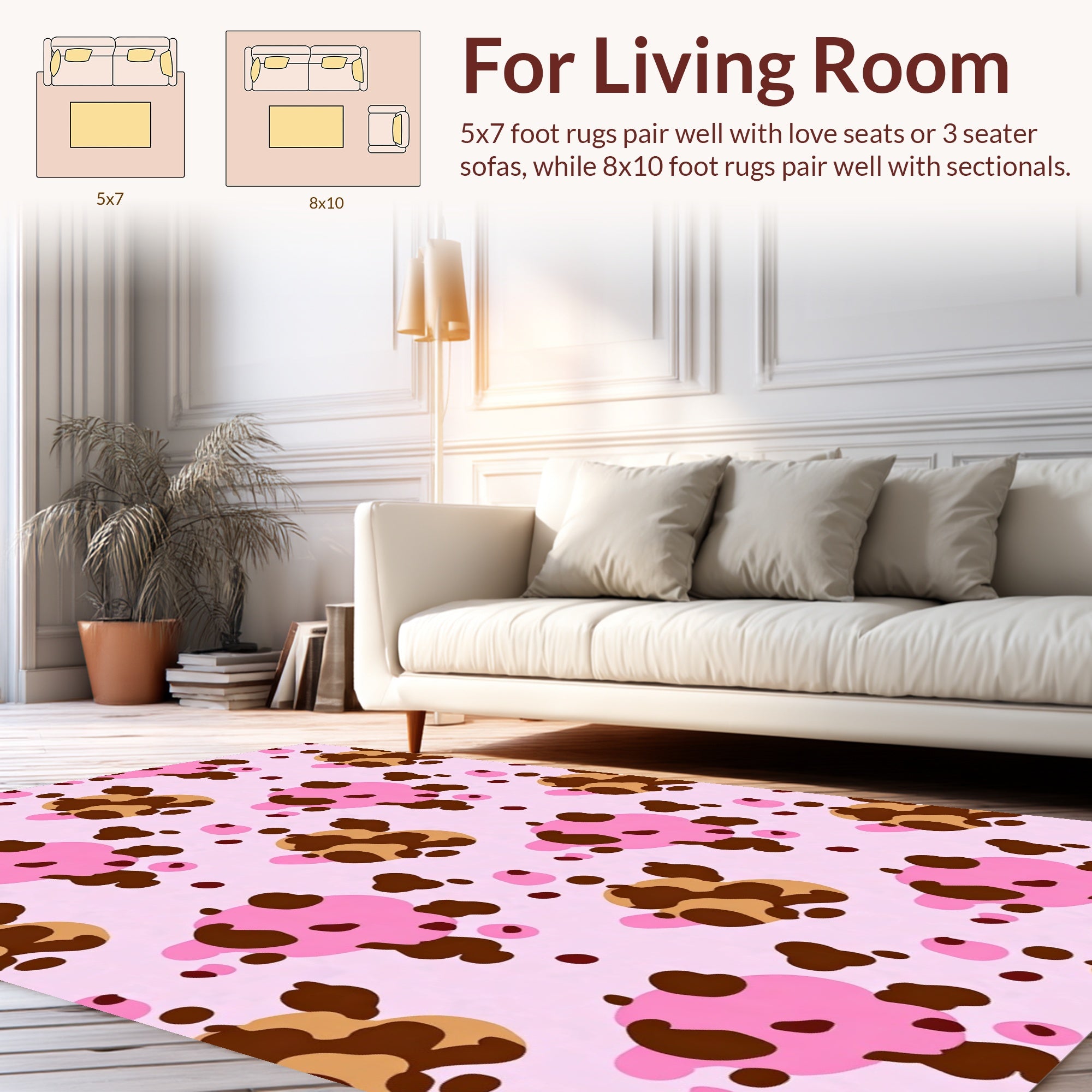 Playful Pink Brown Spots Design Rug