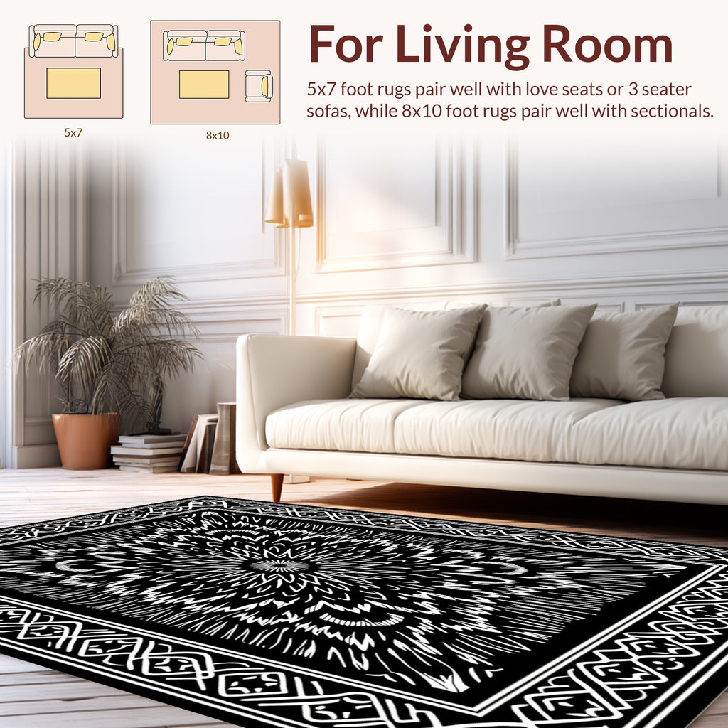 Intricate Starburst Mandala Pattern Rug