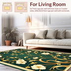 Elegant Floral Gold Scroll Pattern Rug
