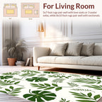 Green Topical Leaf Pattern Rug