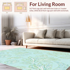 Light Aqua Tropical Leaf Pattern Rug