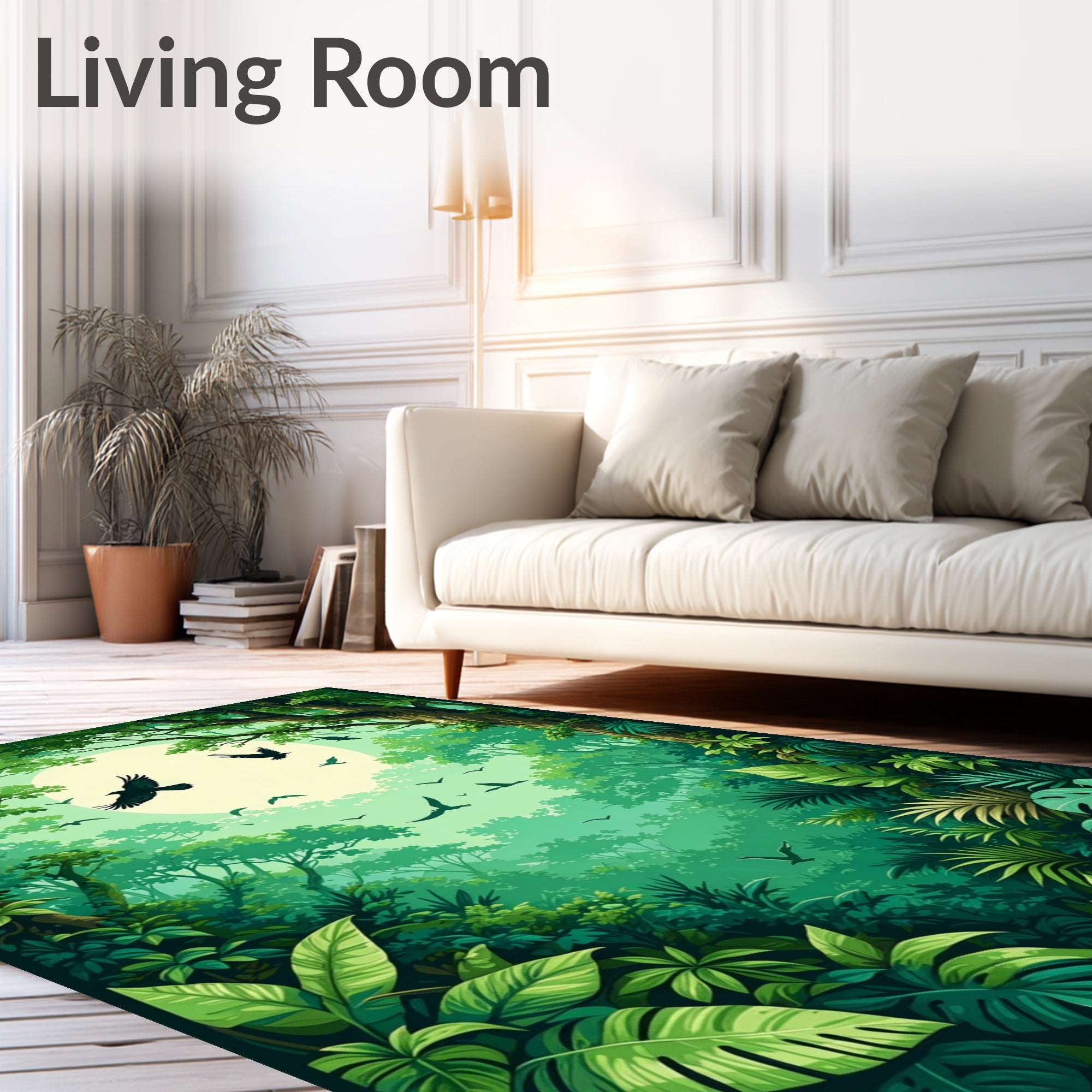 Tropical Forest Birds and Lush Foliage Rug
