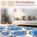 Blue Floral Medallion Pattern Rug