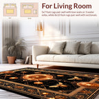 Abstract Geometric Gold Insect Pattern Rug