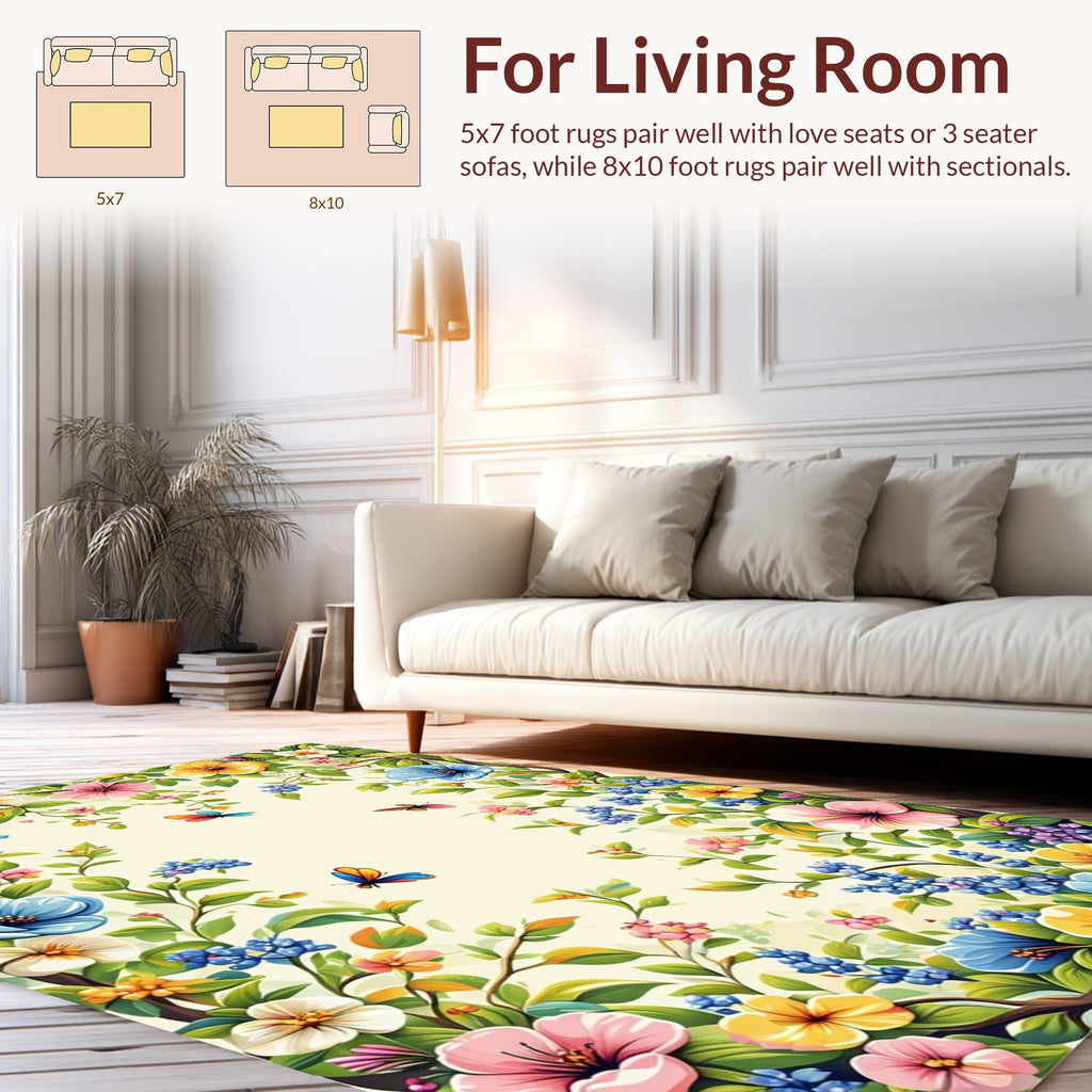 Whimsical Butterflies Blooms Garden Rug
