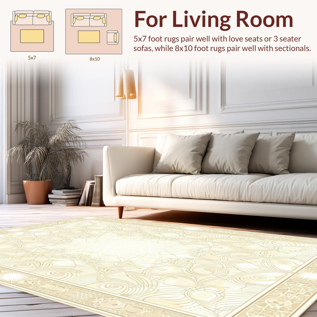 Ivory Intricate Mandala Pattern Rug
