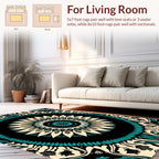 Intricate Teal Floral Mandala Design Rug