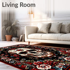 Bold Skull Floral Pattern Rug