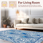 Blue Peacock Feather Floral Pattern Rug