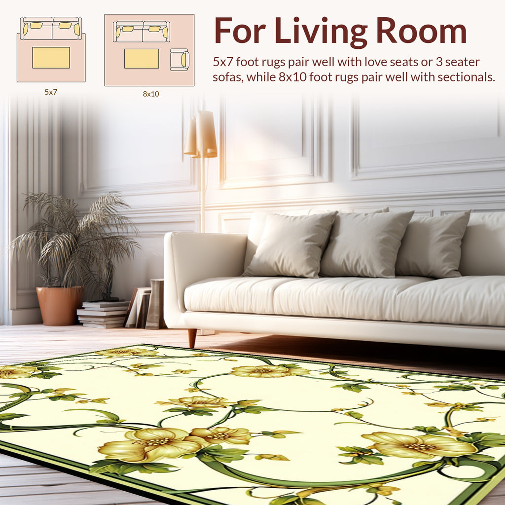 Art Nouveau Botanical Floral Scroll Rug