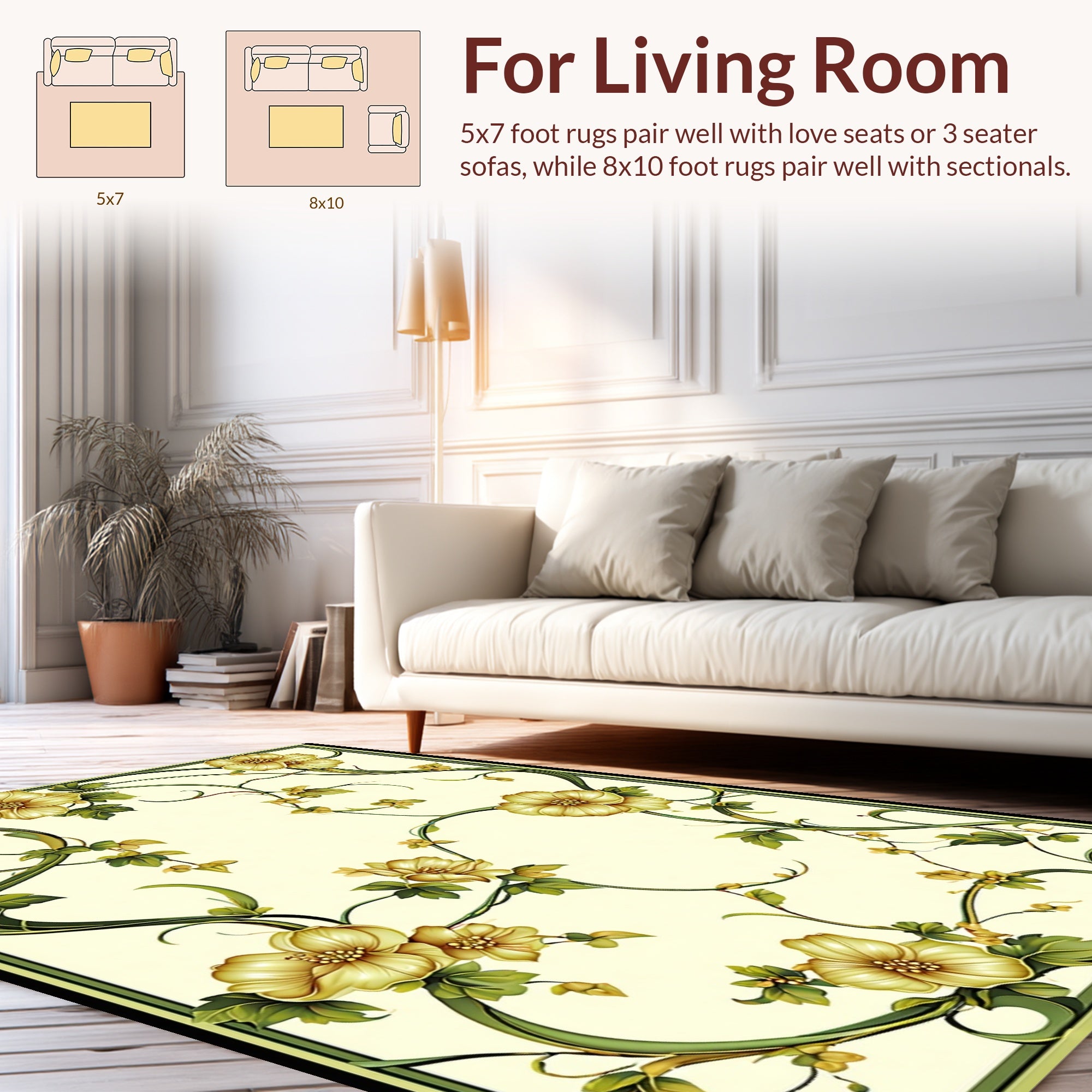 Art Nouveau Botanical Floral Scroll Rug