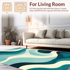Abstract Blue Wave Pattern Rug