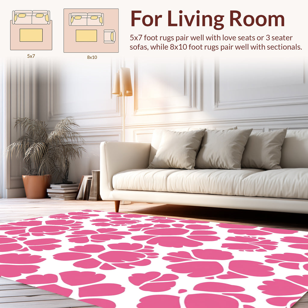 Bold Pink Floral Pattern Rug