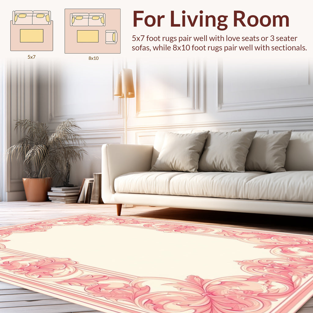 Vintage Floral Pink Ornamental Rug