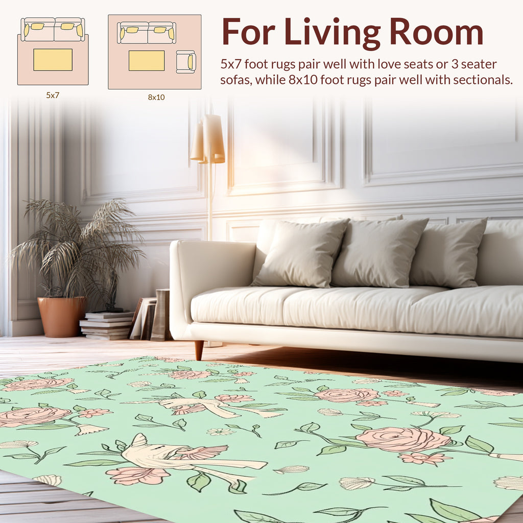 Whimsical Floral Unicorn Pattern Art Rug