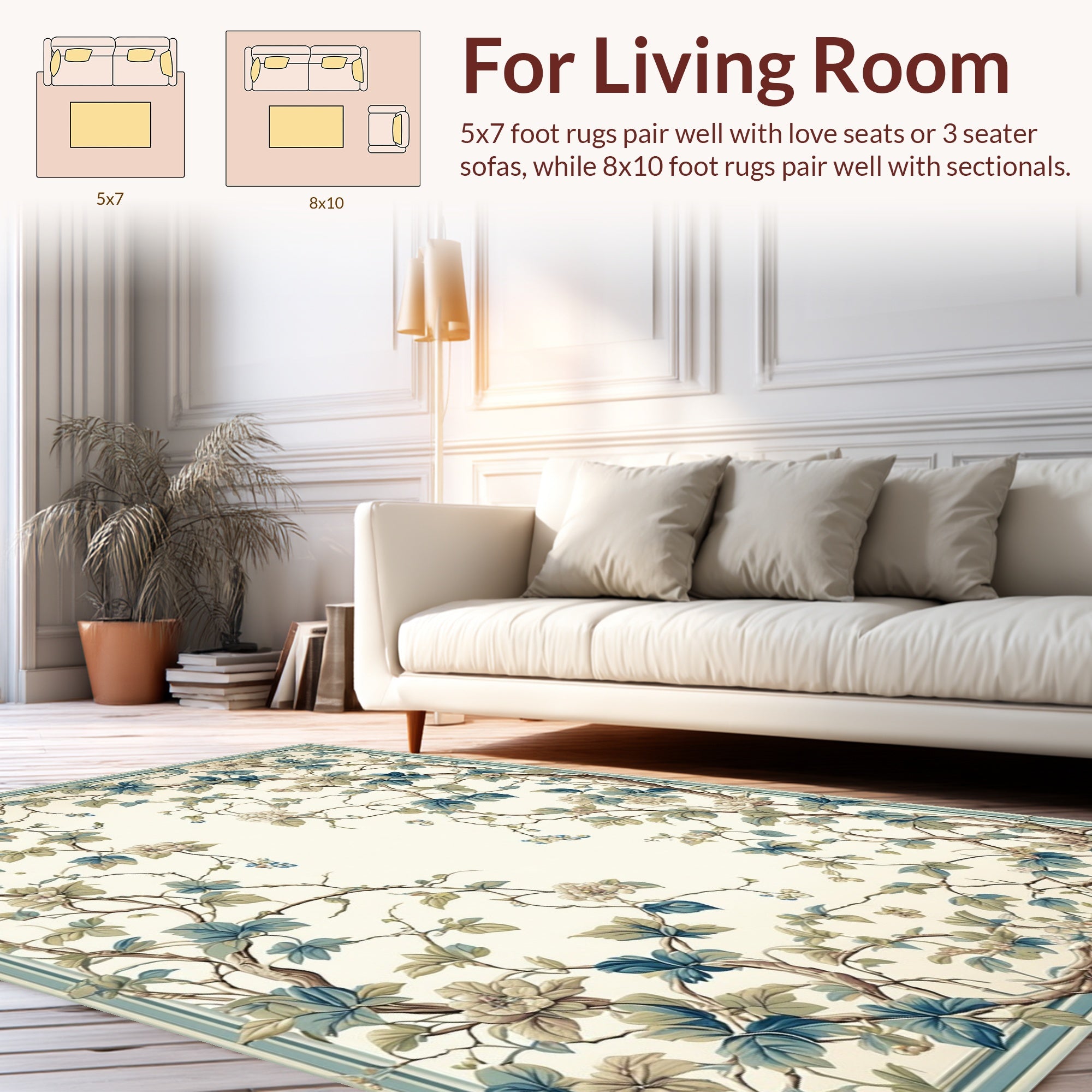 Elegant Floral Vine Patterned Rug