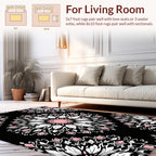 Pink White Floral Mandala Pattern Rug