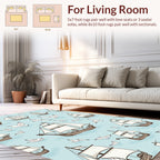 Vintage Sailboats And Seagulls Pattern Rug