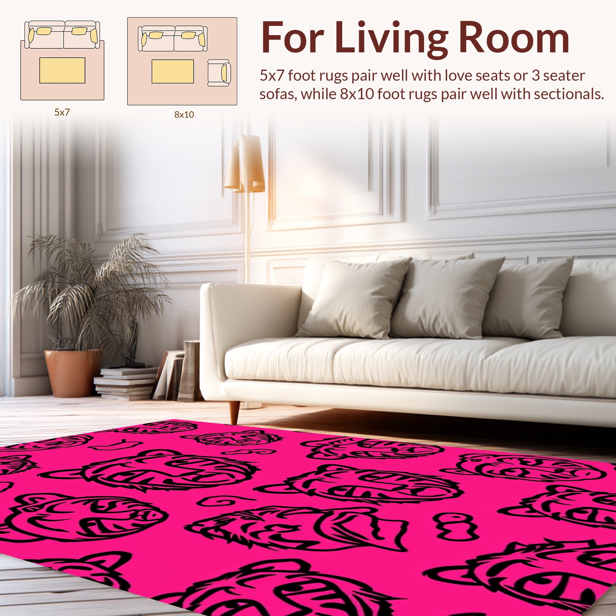 Bold Tiger Face Pattern Rug