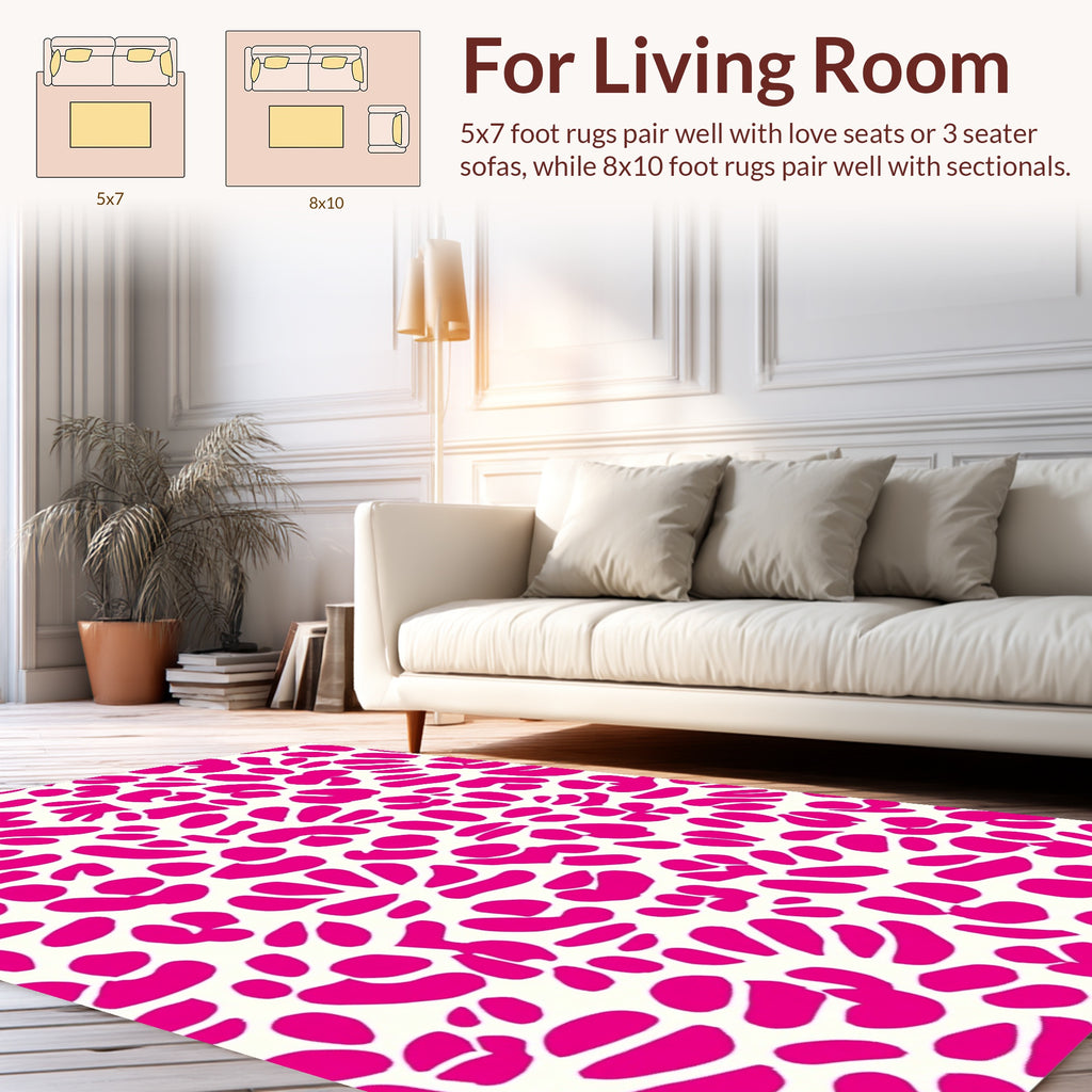 Bold Pink Abstract Floral Pattern Rug