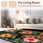 Vibrant Tropical Hibiscus Floral Pattern Rug