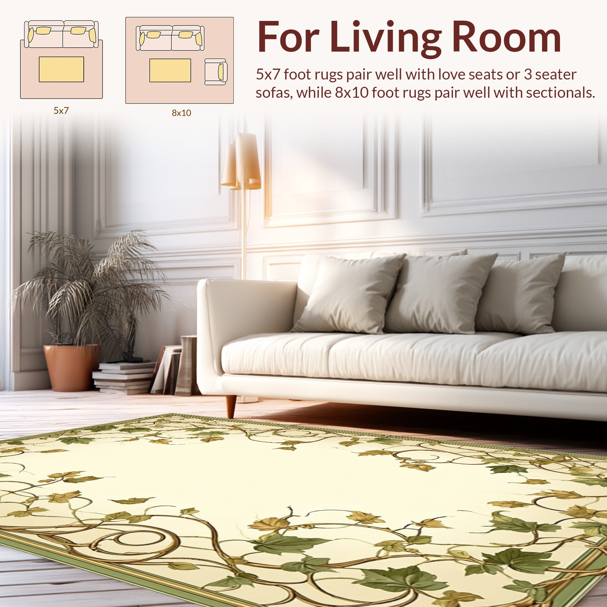 Vine Leaf Swirl Art Nouveau Rug