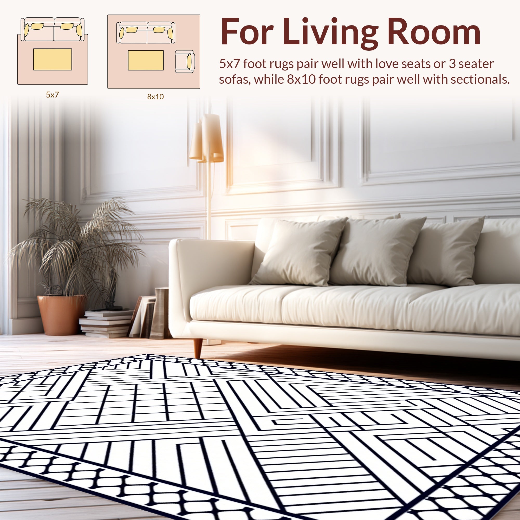 Art Deco Geometric Line Pattern Rug