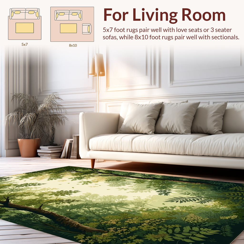 Lush Forest Canopy Nature Scene Rug