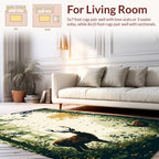 Forest Woodland Scene With Deer Flock Rug