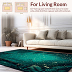 Enchanted Teal Forest Butterfly Glow Rug