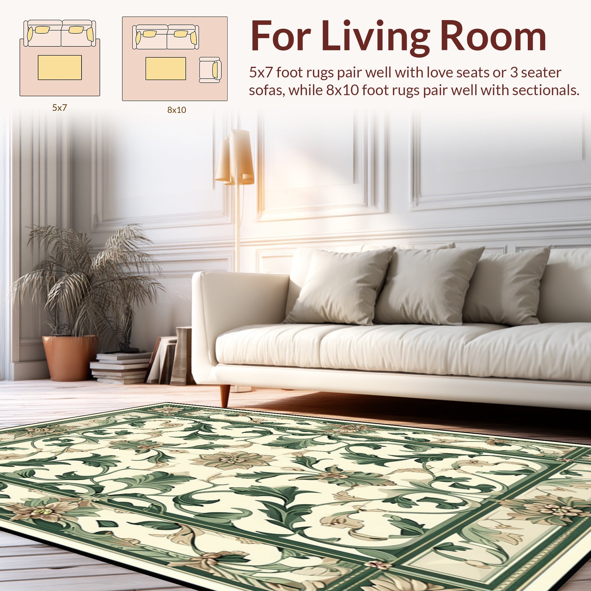 Ornate Floral Vine Pattern Rug
